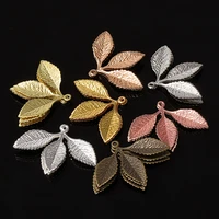 20pcs 31x23mm metal filigree leaf pendants gold silver color floating charms accessoies for diy jewelry making leadnickel free