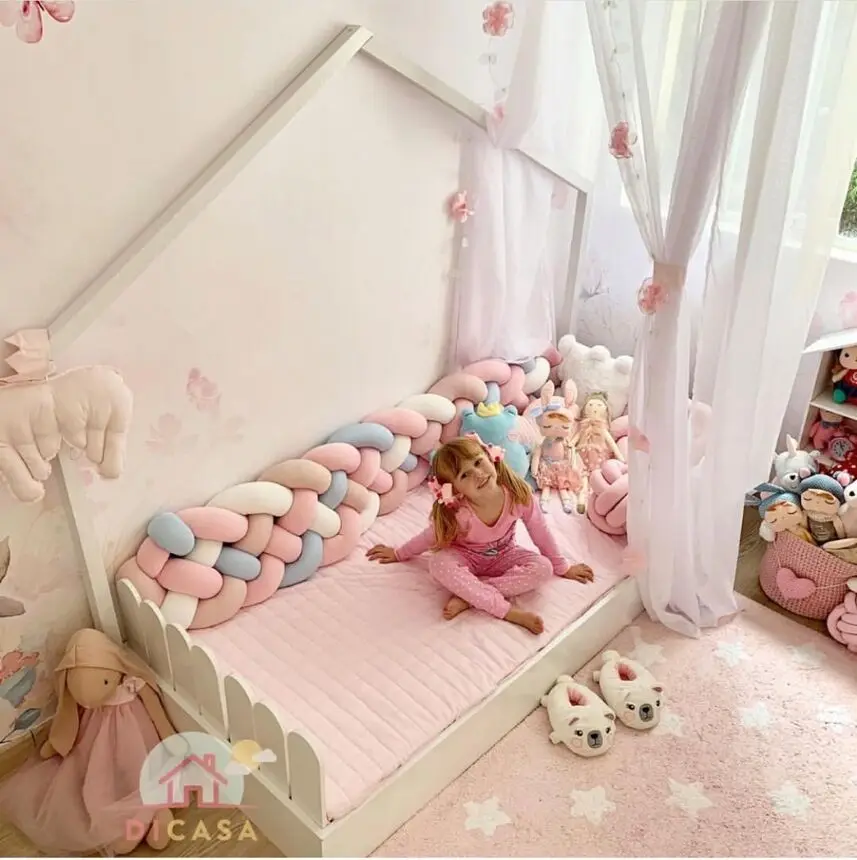 INS длинная плетеная Подушка с узелком для защиты от столкновений бампер детской