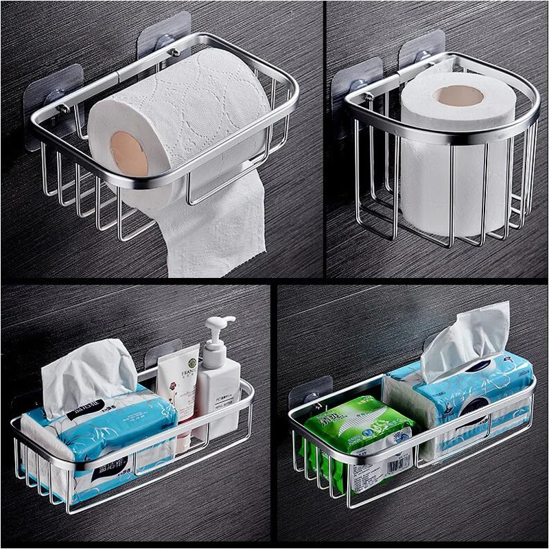

Home multifunctional punch-free metal rack toilet paper box toilet paper rack creative toilet sucker toilet paper holder roll