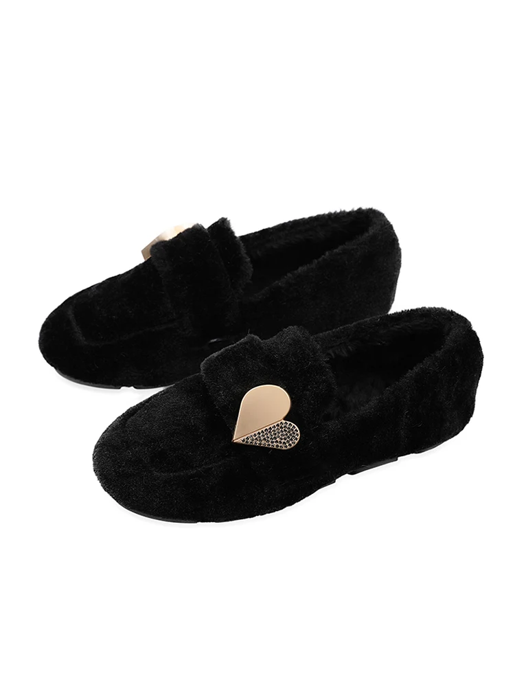 

Winter Shoes Women Casual Female Sneakers All-Match Modis Shallow Mouth Round Toe Loafers Fur Comfortable 2021 New Moccasin Soli
