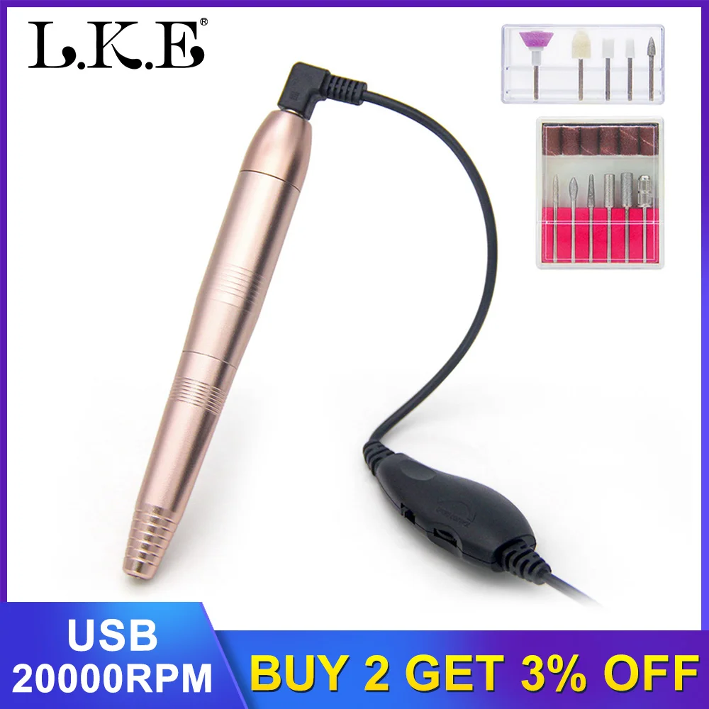 LKE, электрические инструменты для маникюра, USB интерфейс, электрический полировщик для ногтей, 26000 скорость, высокая эффективность, Портативные Инструменты для полировки ногтей