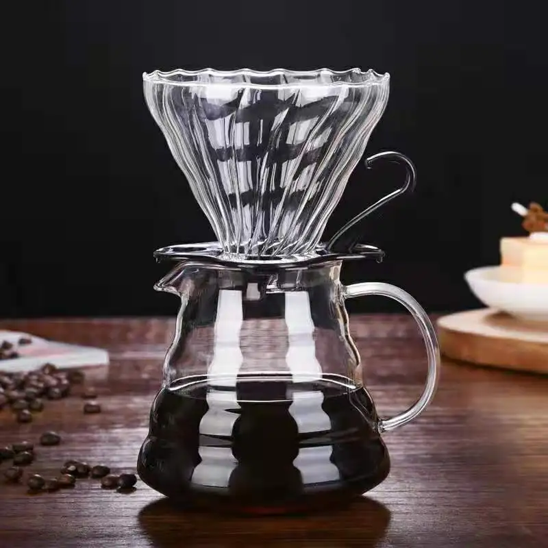 V60 фильтр для кофе стеклянный кофейник 600 мл с крышкой портафильтр постоянный фильтр для кофеварки гейзер капельница капельная чайник espress