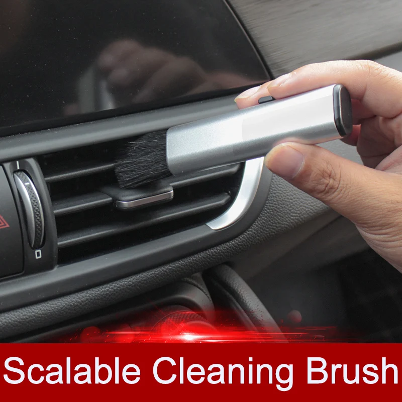 

QHCP Car Conditioning Air Outlet Cleaning Plastic Small Dust Removal Artifact Soft Brush Retractable Interior For All Cars