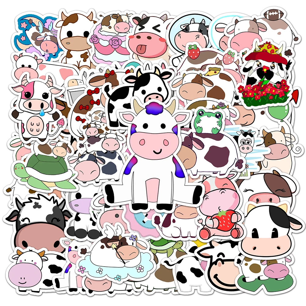 

10/30/50PCS Cute Cow Graffiti Stickers Aesthetic Laptop Guitar Fridge DIY Phone Bike Waterproof Cartoon Decal Sticker Kid Toy