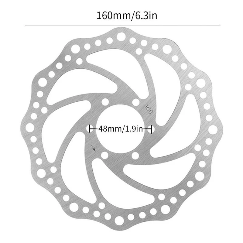 

Bike Brake Disc Rotor 160mm Stainless Steel Road Bike Disc Brake Accessories with 48mm Flange Diagonal Hole