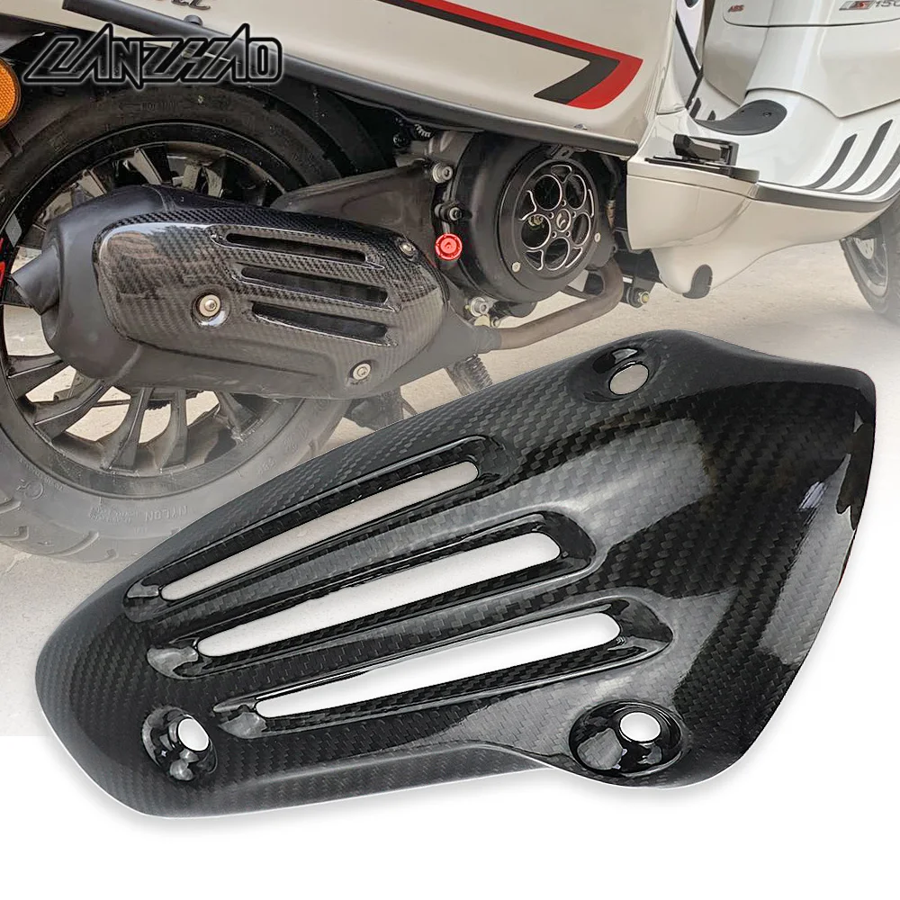 

Motorcycle Exhaust Pipe Cover Muffler Heat Shield Protector Carbon Fiber Accessories for Vespa Sprint Primavera LXV 150 ABS