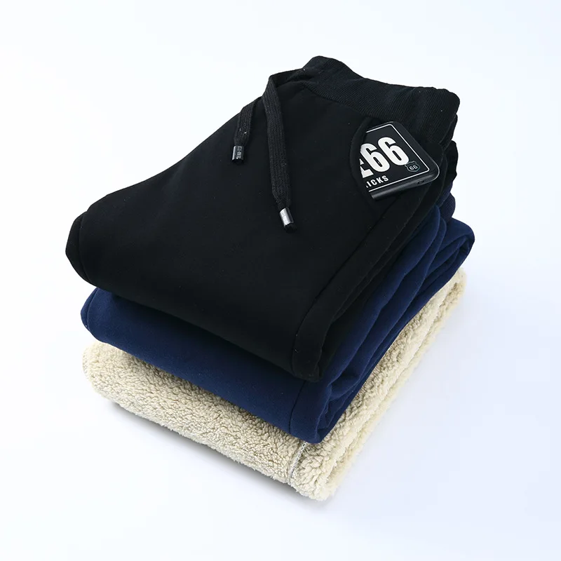 Толстые флисовые штаны для бега мужские хлопковые брюки зимние теплые бархатные