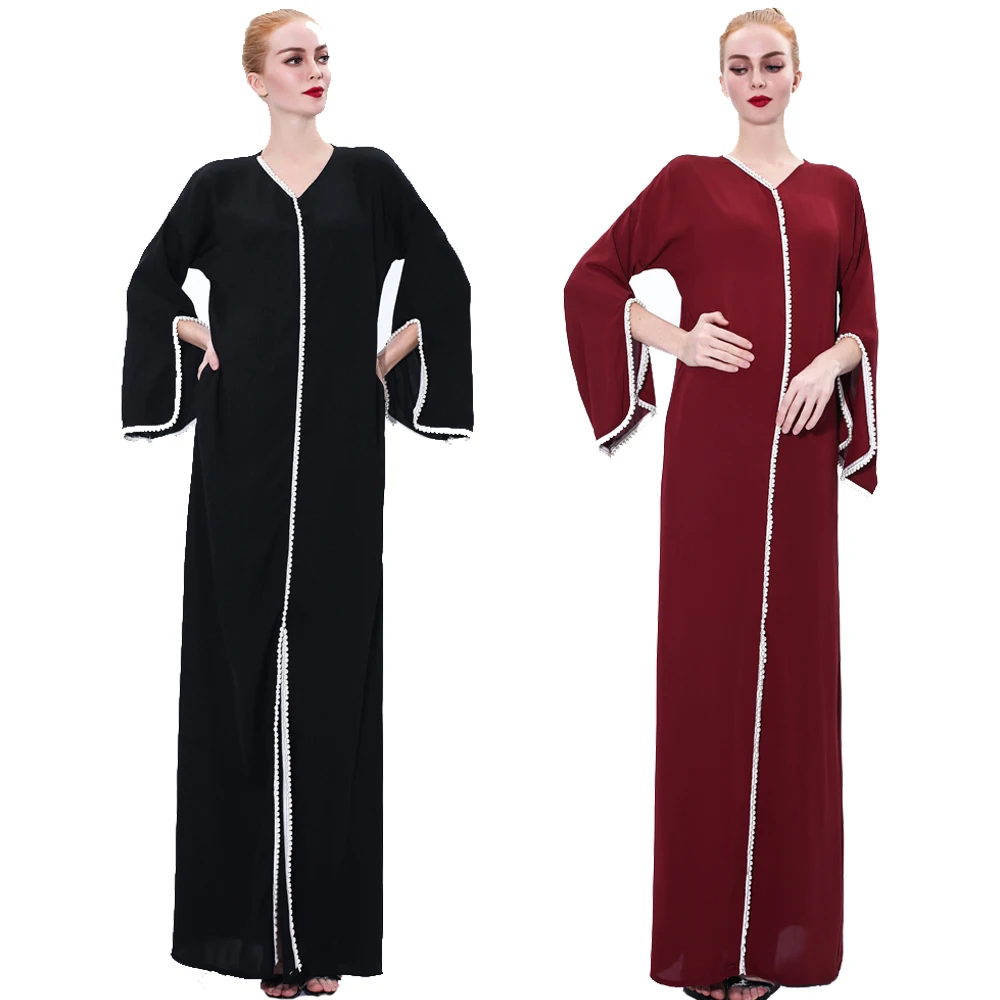 Женское мусульманское арабское длинное платье джилбаб, мусульманская абайя с жемчужными бусинами, элегантное вечервечерние коктейльное п...