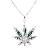 zk20 mens fashion 18k gold plated punk hip hop big maple leaf diamond pendant necklace men silver chain jewelry