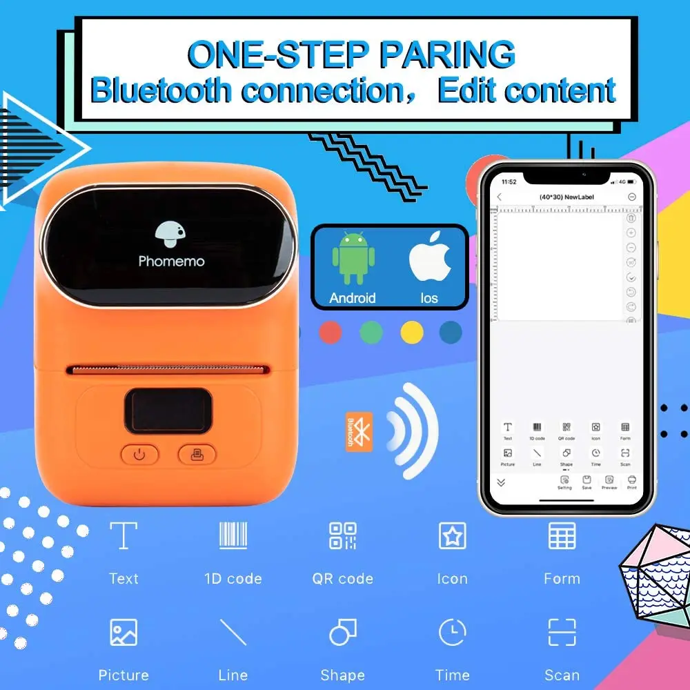 Термоэтикетки Phomemo M110 беспроводные для Android и iOS|Фотобумага| |
