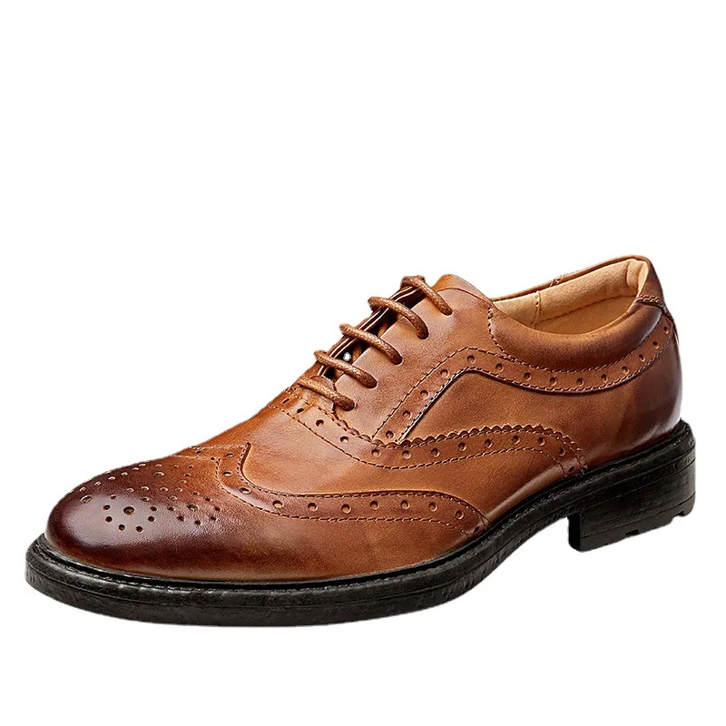 

Ботинки мужские с мягкой подошвой, Повседневная дышащая обувь из воловьей кожи, в британском стиле ретро, для отдыха, весна-осень