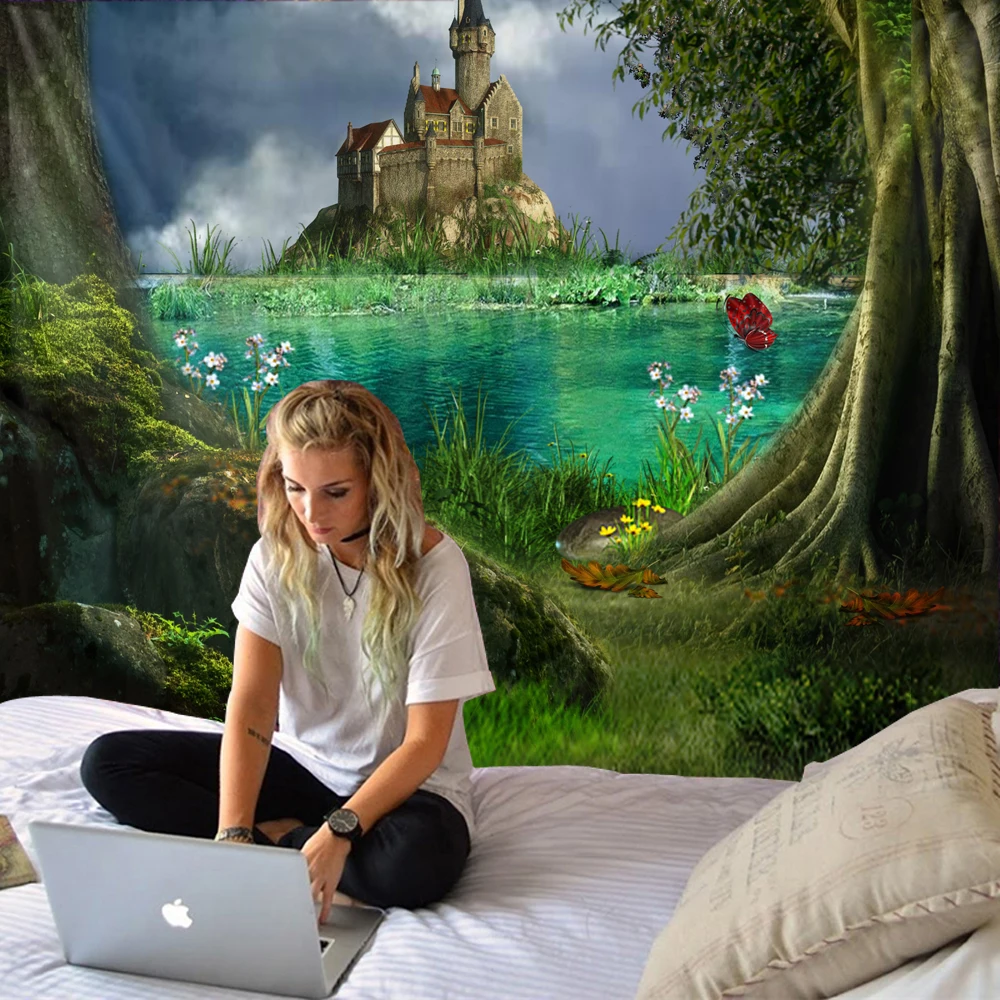 

Lingxia-Gothic scenery natural beauty print tapestry soft and easy to care for decorative hanging cloth