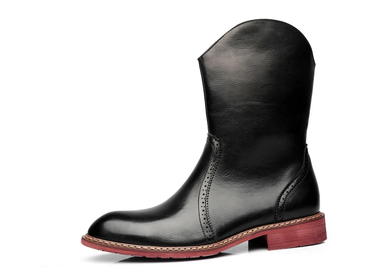 Men Motorcycle Boots Vintage Combat Boot Winter Fur Genuine Cow Leather Waterproof Buckle Military Boots Men Increase Shoes