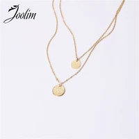 joolim jewelry wholesale double clavicle with hammer pattern necklace waterproof gold jewelry