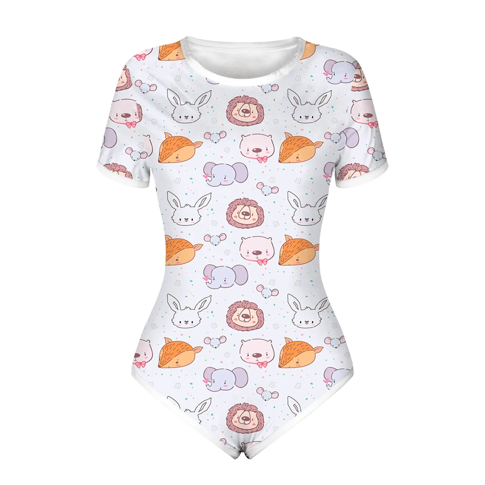 Летнее женское милое боди пижама шорты комбинезон с открытой промежностью