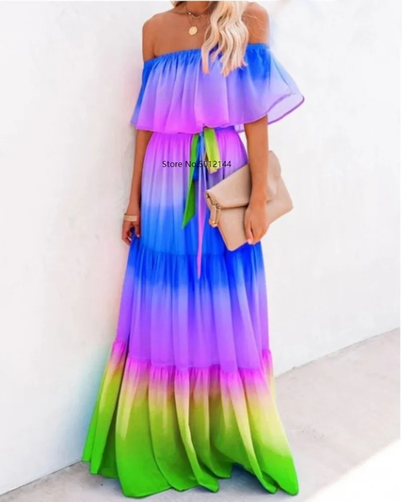 

African Dresses For Women Off The Shoulder Pleated Maxi Dress New Fashion Bazin Sexy African Dashiki Long Dress Lady Clothing
