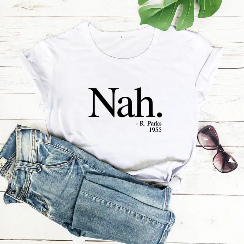 Nah R. Parks-Camiseta divertida informal de algodón 2020, camisa negra de 