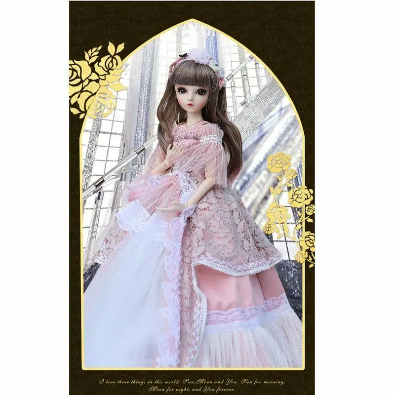 

60cm 1/3 BJD Doll Elegant Girl Dolls with Changeable Eyes Free Face Makeup Wigs Clothes Full Set Outfit Gifts Toys