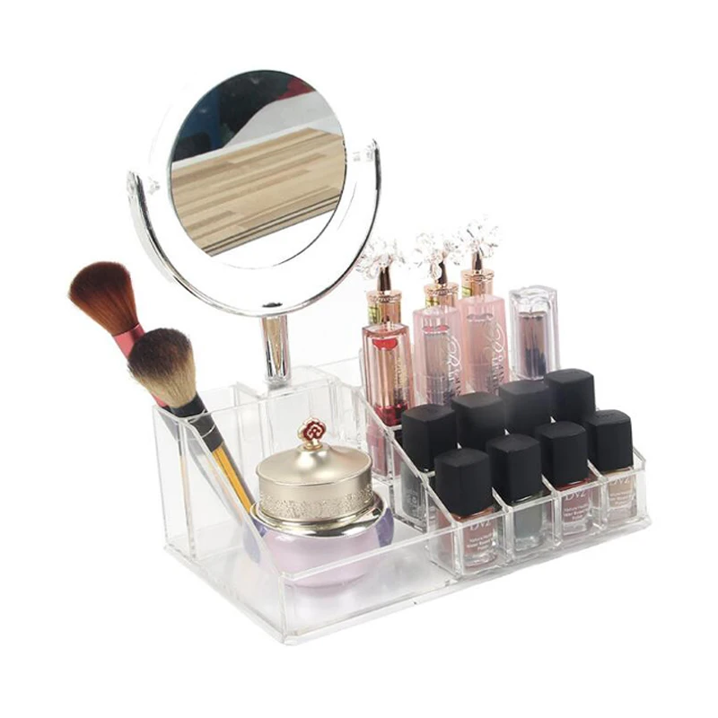 Прозрачная косметическая коробка для хранения косметическое зеркало уход за