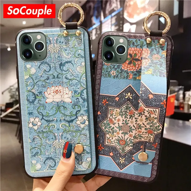 SoCouple Чехол-держатель для телефона для iphone XR X Xs max 11 Pro Max чехол для iphone 7 8 6 6s plus ремешок на запястье Мягкий ТПУ чехлы накладки