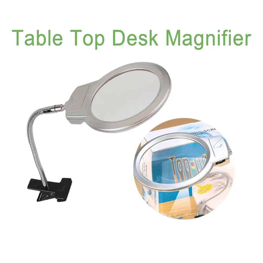 

Увеличительное стекло с зажимом для рабочего стола, лупа для чтения со светодиодной подсветкой и металлическим шлангом, верхняя настольная Лупа с зажимом