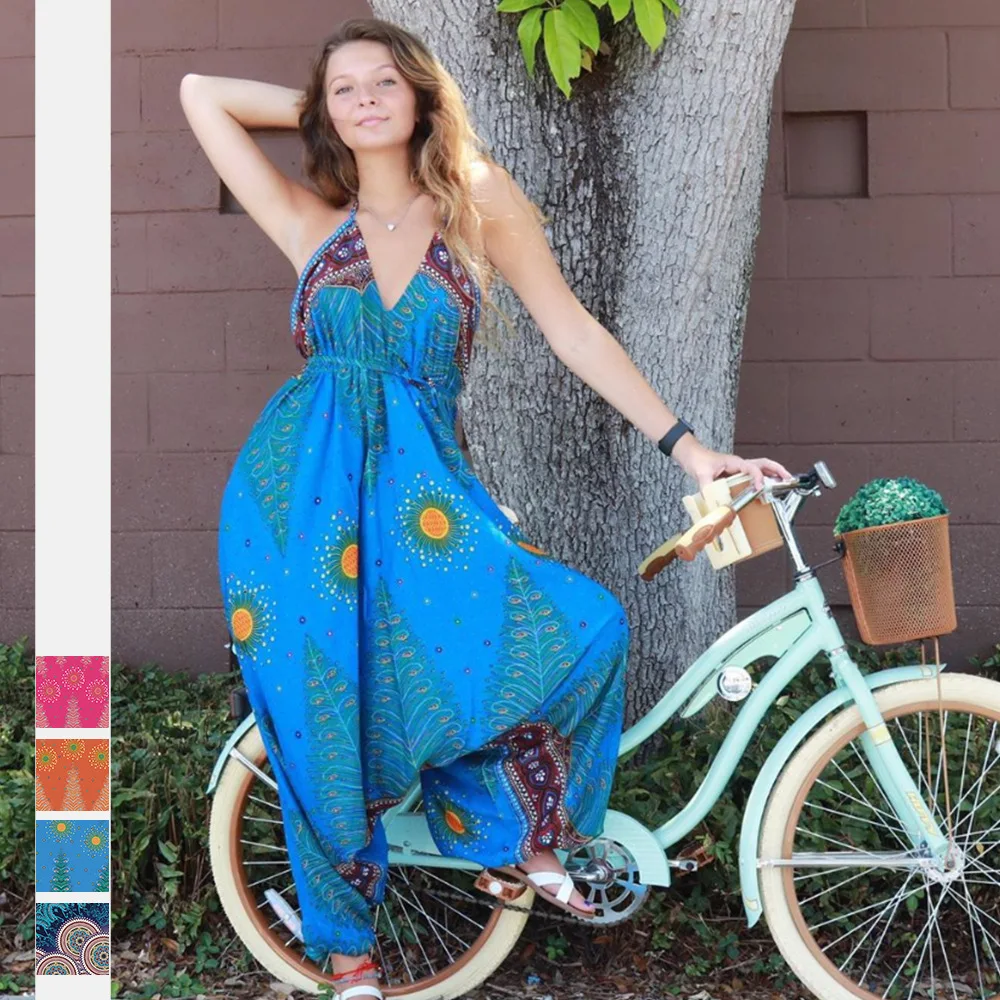 Женский дворцовый комбинезон на спине Летний с V-образным вырезом Повседневная