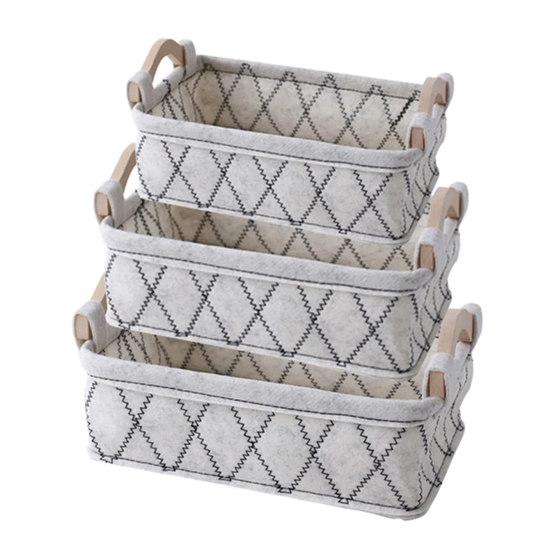 Войлочная коробка для белья хлопковая и льняная ручка Настольная корзина