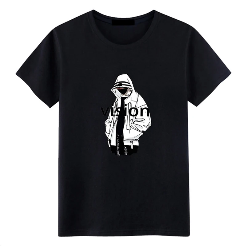 Мужская футболка с коротким рукавом мультяшным принтом хлопковая однотонная