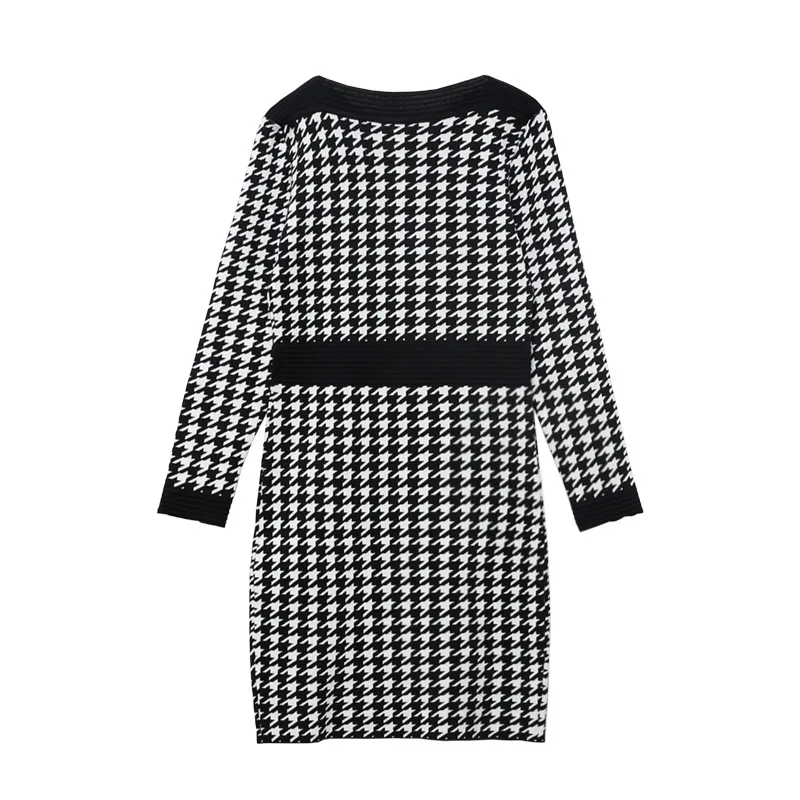 

Autumn Euramerican Button Knitted Women Dress Runway Mini Vestido Curto Korean Office Lady Elegant Moda Feminina Ropa Mujer