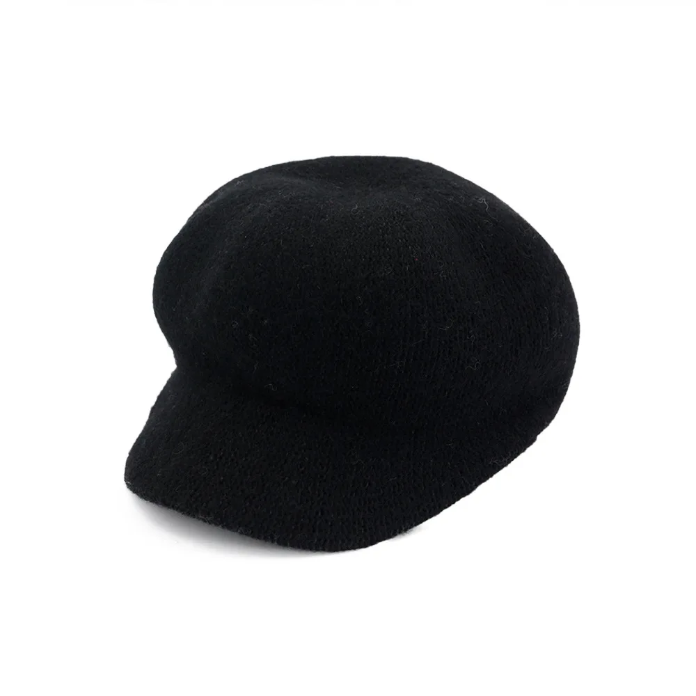 

ZLD Women's woolen beret female autumn and winter solid color painter newspaperboy hat fashion tide duck tongue beret black