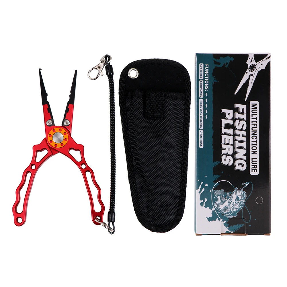 

2021 Fishing Pliers Hook Line Cutter Split Ring Tool Remover Tackle Tool Cutting Fish Tongs with Lanyard Sheath