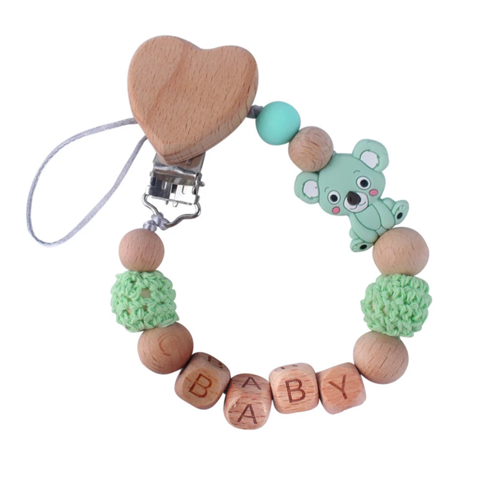 Cuentas de silicona de Koala en forma de coraz&oacute;n, mordedor, chupete, soporte de cadena, mordedor para beb&eacute;-3