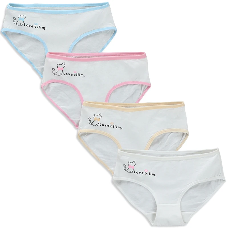 Трусики для девочек 4 шт./лот хлопковые трусы подростков и нижнее белье из