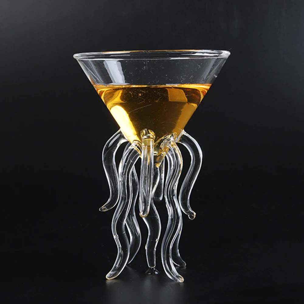 

100ML Creative Octopus Cocktail Glass Transparent Jellyfish Glass Cup Juice Glass Goblet Conical Wine Champagne Drinks Glassware