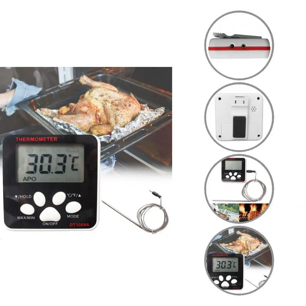 

Портативный цифровой пищевой термометр черного цвета с оповещением о высокой/низкой температуре