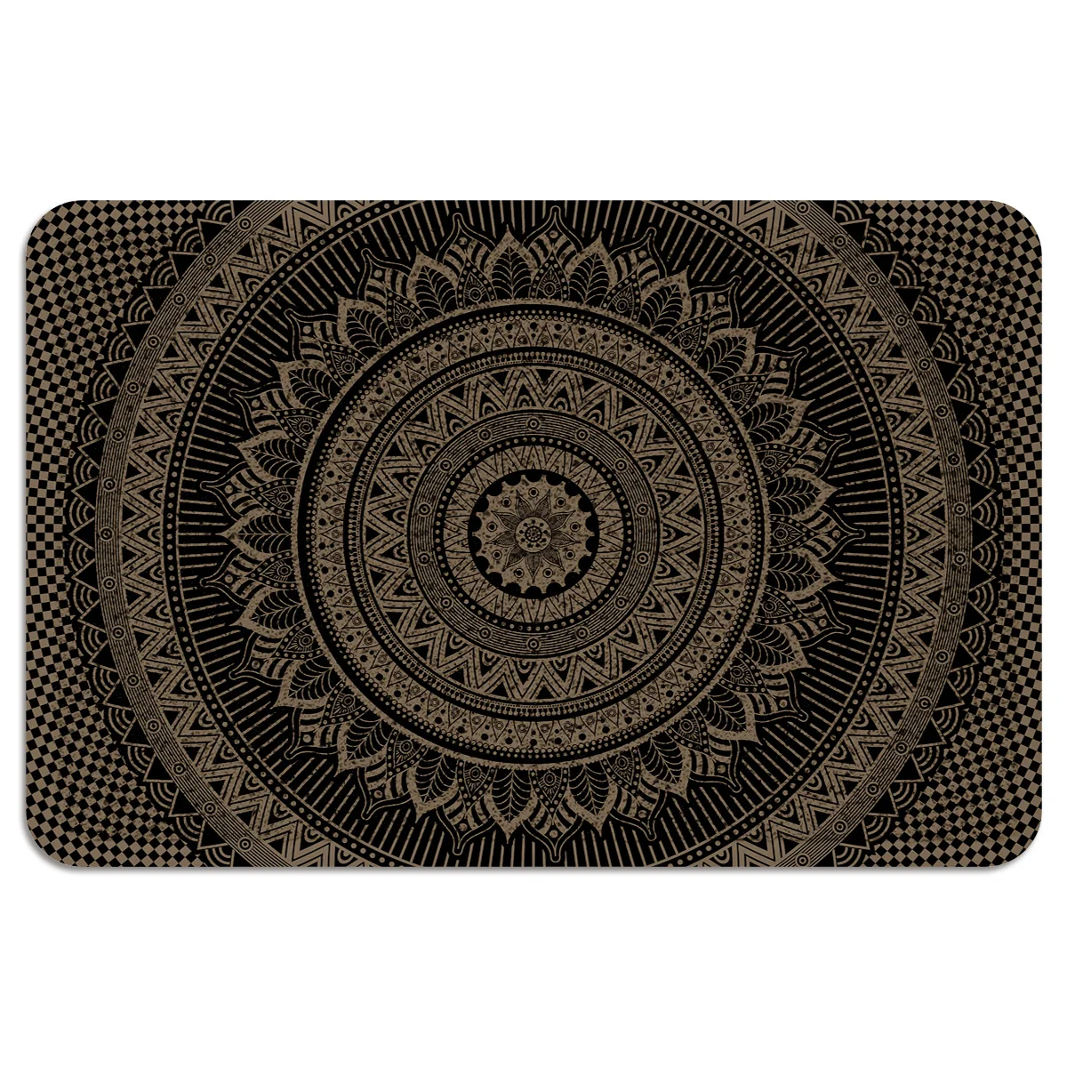 Хиппи черная мандала богемный стиль прочный резиновый дверной коврик