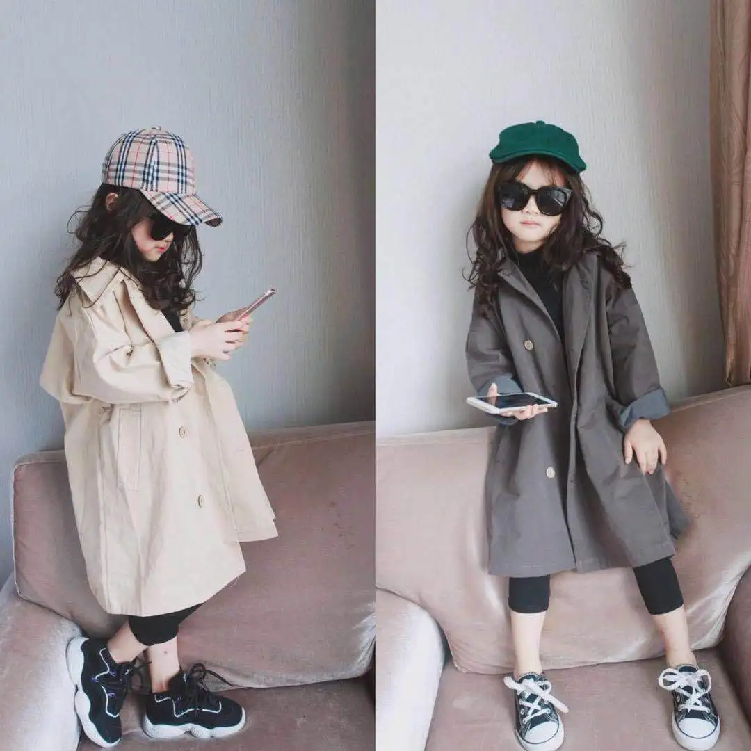 Girls' coat Korean long style windbreaker 2019 spring and autumn new children's wear kids jackets for girls | Детская одежда и