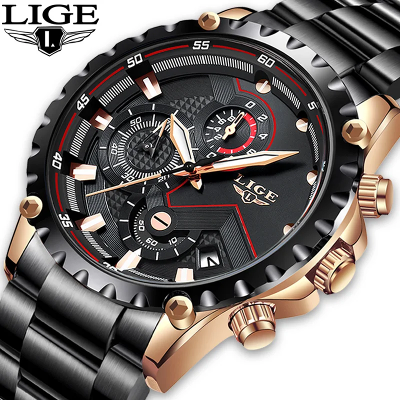 

LIGE Watch Men Fashion Sport Quartz Clock Mens Watches Top Brand Luxury Full Steel Business Waterproof Watch Relogio Masculino