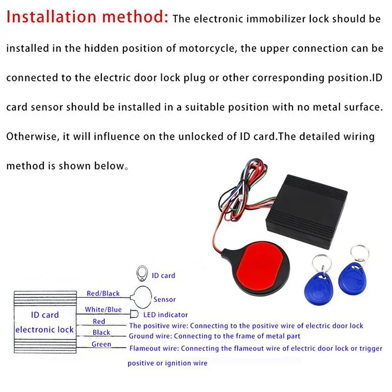 

Anti theft Motorcycle lock system with Engine Cut Off immobilizer IC card Alarm induction invisible anti-steal lock