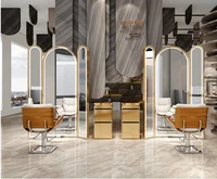 wanghong barbers mirror stand hair salon special haircut mirror with light hair salon single or double three side floor mirro