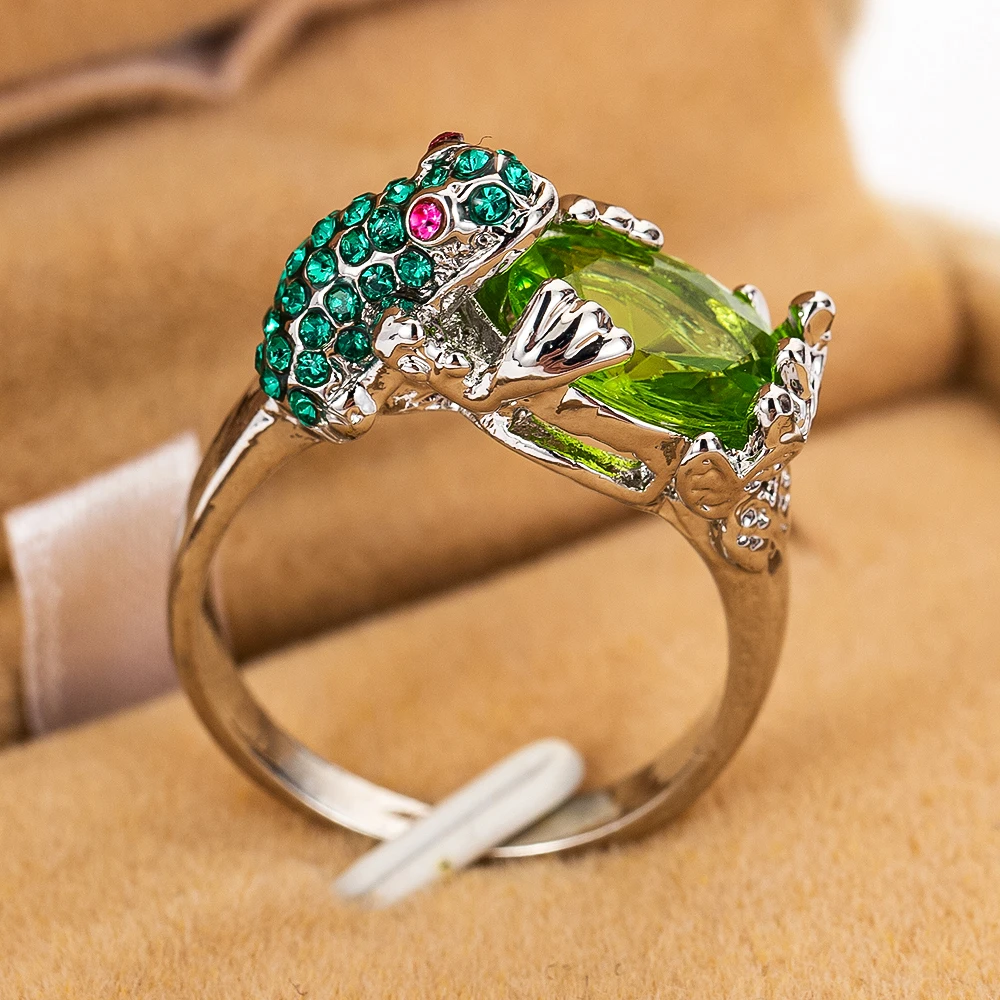 Модные Винтажные кольца на палец с зеленым кубическим цирконием и кристаллом