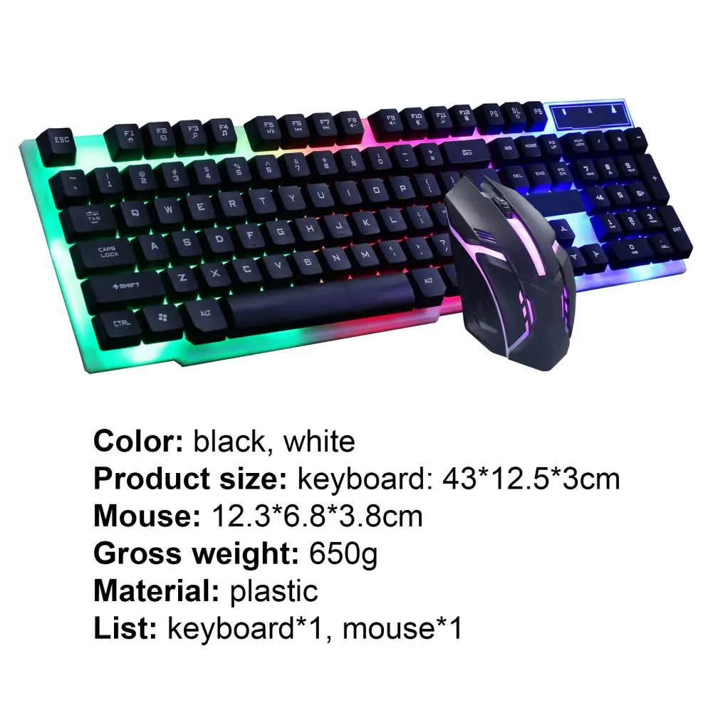

Gtx300 Keyboard and Mouse Set Punk Rainbow Backlight Keyboard Backlit Game USB Wired Suspension Keyboard and Mouse Set