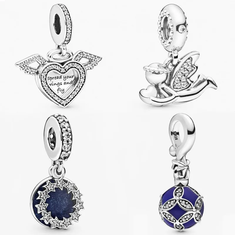 CodeMonkey 100% реальные 925 пробы серебро сердце любовь подвески в виде Луны звезды