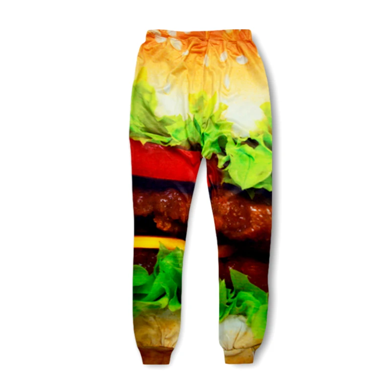 

Men Casual Pants Womens Skinny Fitness Sweatpants Harajuku Burger Food 3d Print Sweat Harem Pantalones Hip Hop Joggers Trousers