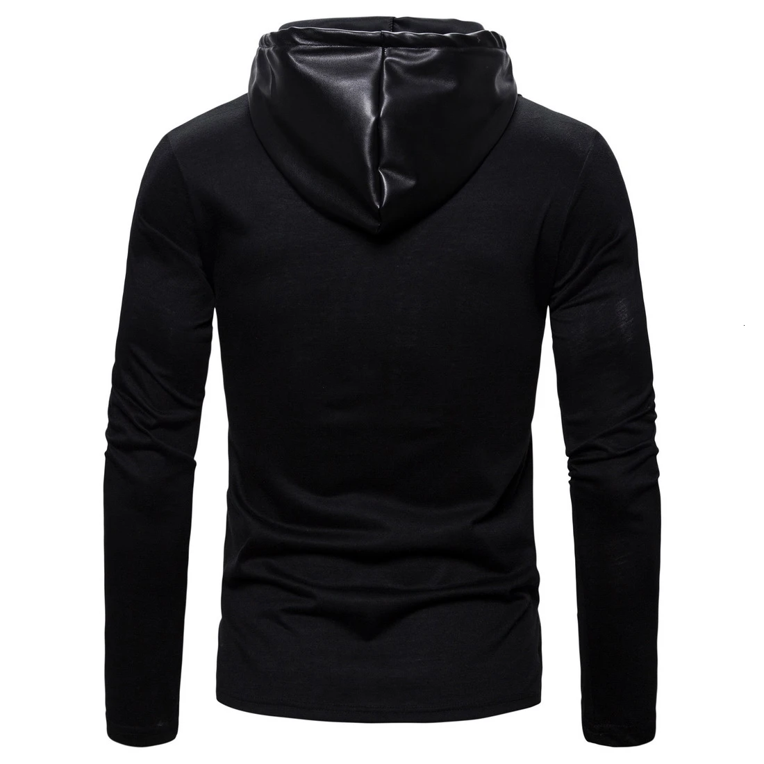 2021 Новый Для мужчин's толстовка с капюшоном PU кофты Мужской Slim Fit Искусственная
