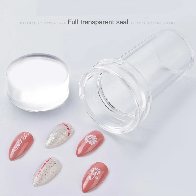 Полностью прозрачный силиконовый штамп для ногтей с большим скребком