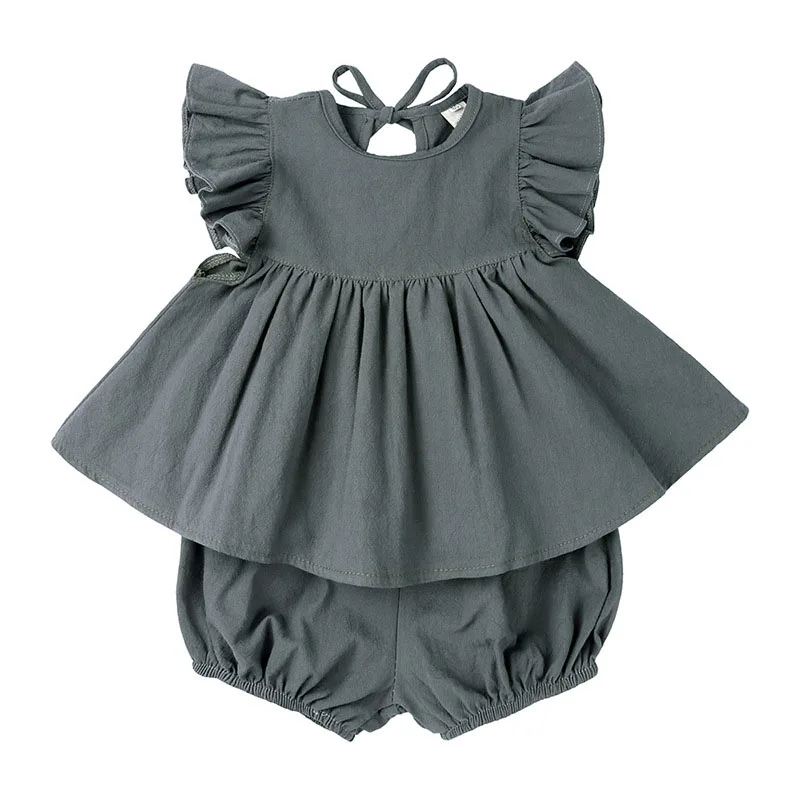 

Girls Baby Casual Clothing Sets New Summer Fashion Toddler Ruffles Vest And Shorts Outfits Infant Korean Cute Suits 0-3 Years
