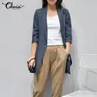 Женские блейзеры Celmia, модные корейские деловые пальто, однотонный офисный Длинный блейзер, Осень-зима 2022, свободная верхняя одежда 7