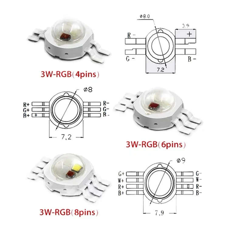 10PCS LED Bead light sour Diode 4Pins 6Pins 8Pins Light Chip High Power 1W 3W RGB Lamp Bubs Epistar Quality guarantee | Лампы и