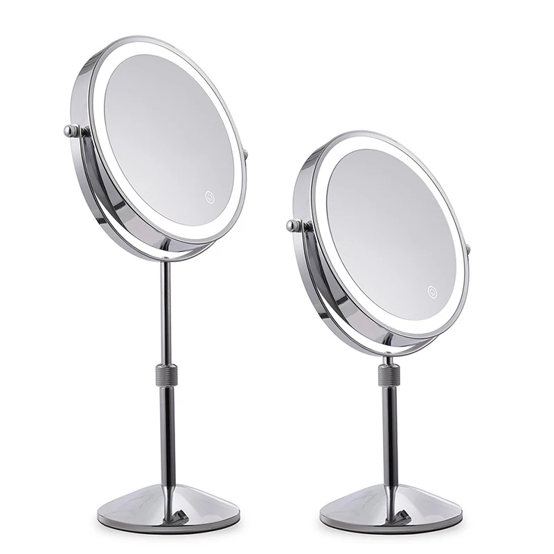 8 inch Bedroom or Bathroom table Lifting Makeup Mirror, 3X 5X 10X Magnifying Double Mirror with LED Light Rotate 360 degrees Mir